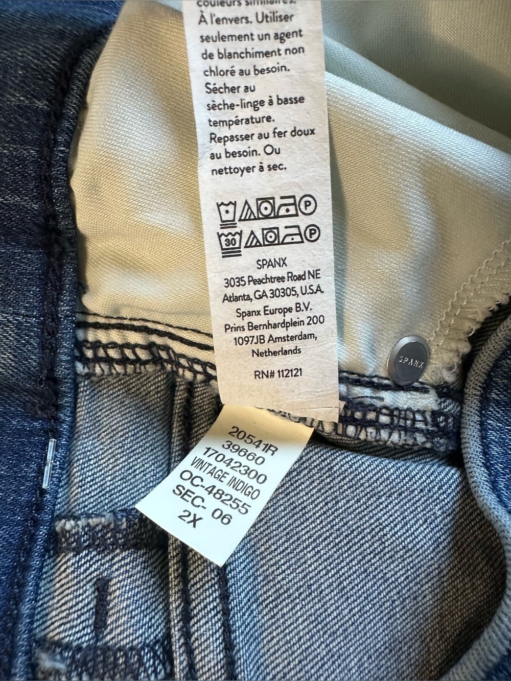 SPANX Blue Wide-Leg Cropped Jeans High Rise  pull on Denim 2X Casual - Picture 9 of 11